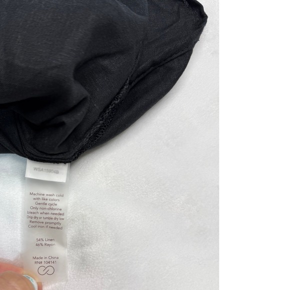 CALIA Button Down Shirt Black Linen Blend Coverup Women's XXL - Picture 4 of 4